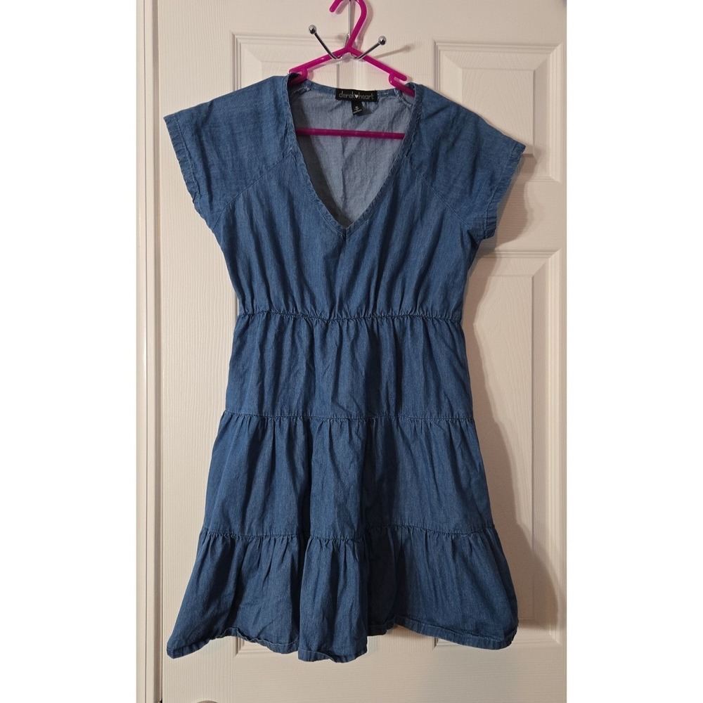 Derek Heart Girls Denim Dress Size Medium Short Sleeve